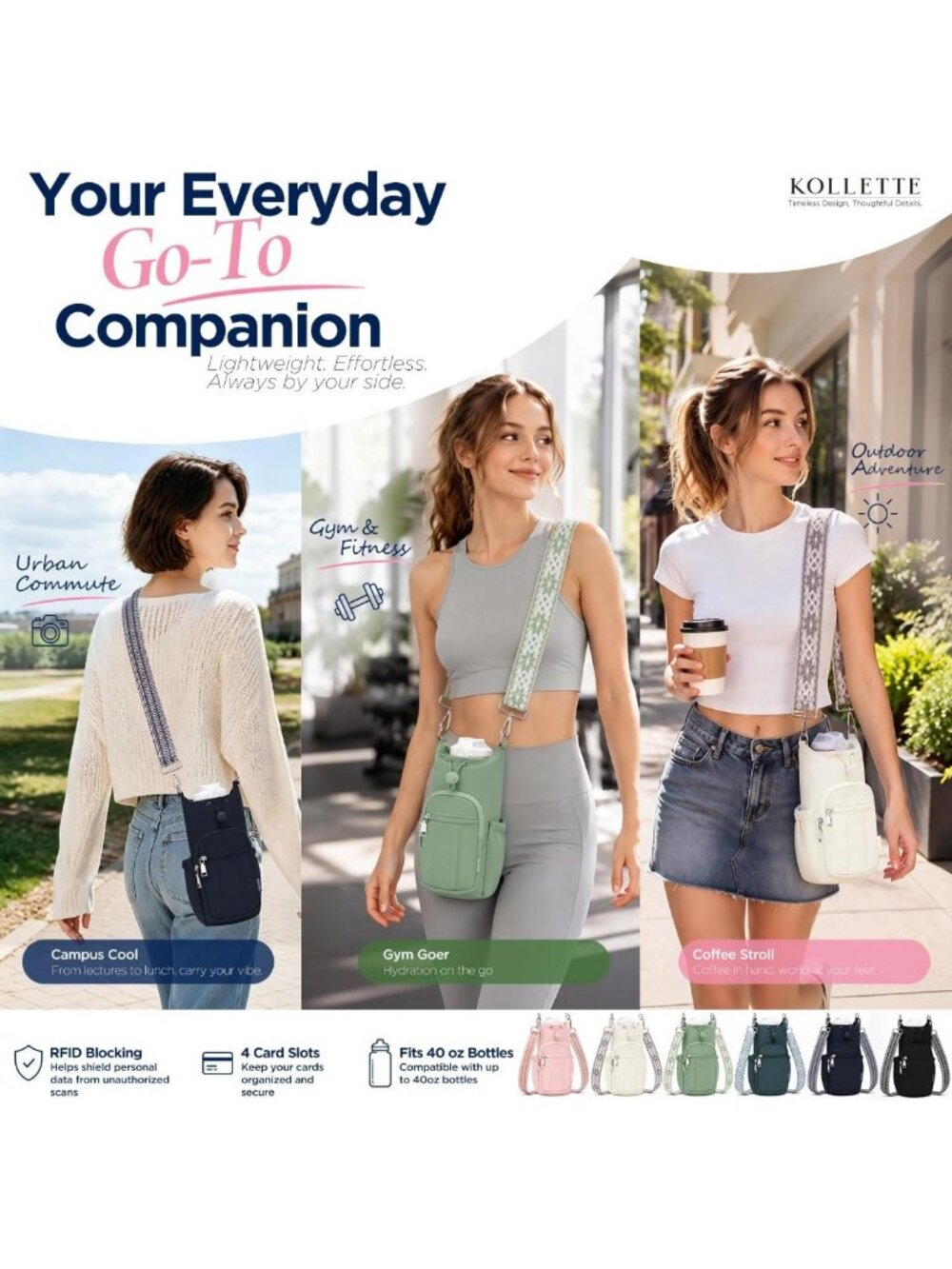 Hands-Free Crossbody Water Bottle Holder Bag for Women - Perfect Daily Accessory - Picture 2 of 9
